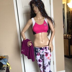 Pink and Black Stretchy Sports Bra for Active Comfort